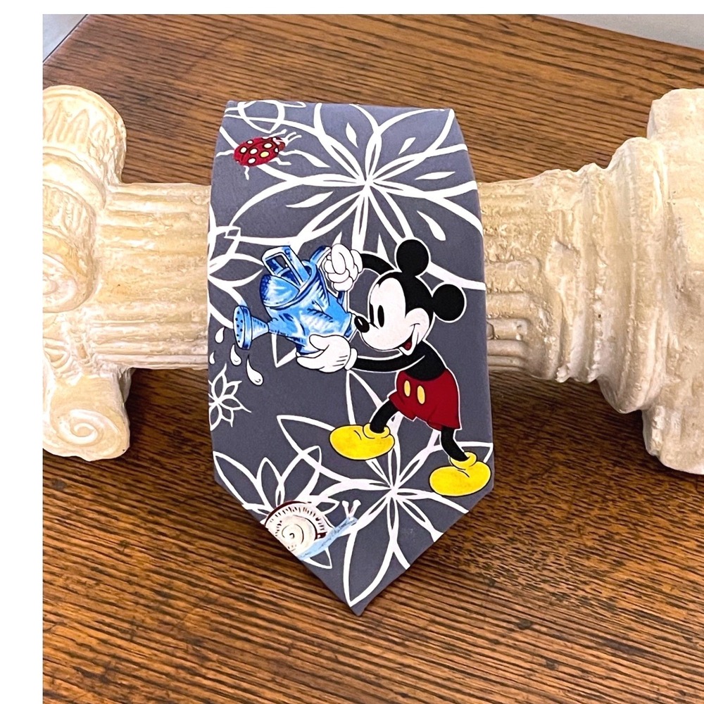 Mens Disney Mickey Mouse Balancine Presents Silk Tie Gray Blue Butterly‎